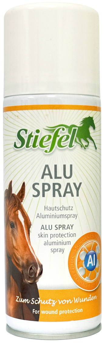 Twój Koń Alu Spray- aluminium w spray'u STIEFEL <ul> <li>aluminium w spray'u do ochrony ran i otarć przed szkodliwymi bakteriami lub wszelkiego rodzaju zanieczyszczeniami</li> <li>tworzy na skórze warstwę ochronną, pozwalając jej jednocześnie oddychać</li> <li>dezynfekuje rany</li> <li>Opakowanie: 200 ml</li> </ul>